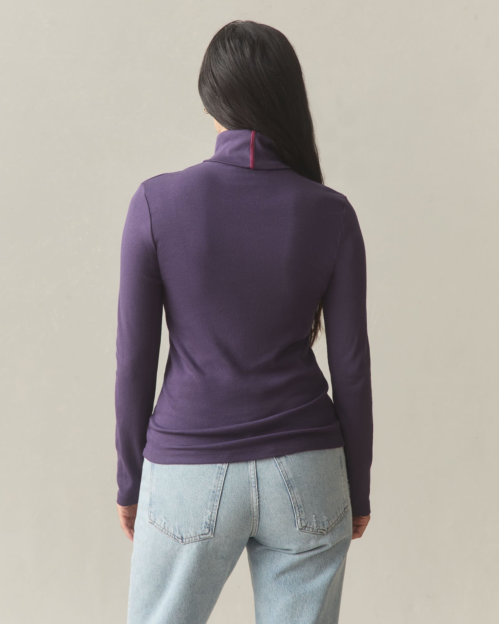 Women's Luxe Rib Turtleneck - Purple Velvet - Image 3