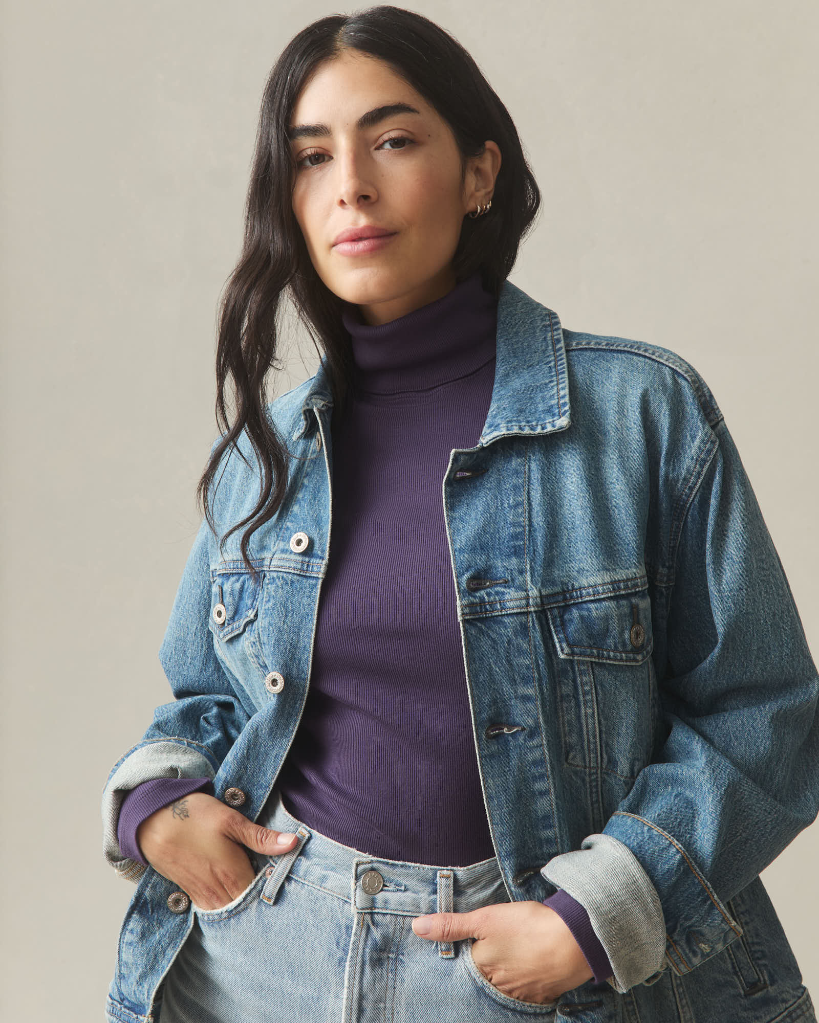 Women's Luxe Rib Turtleneck - Purple Velvet - Image 4