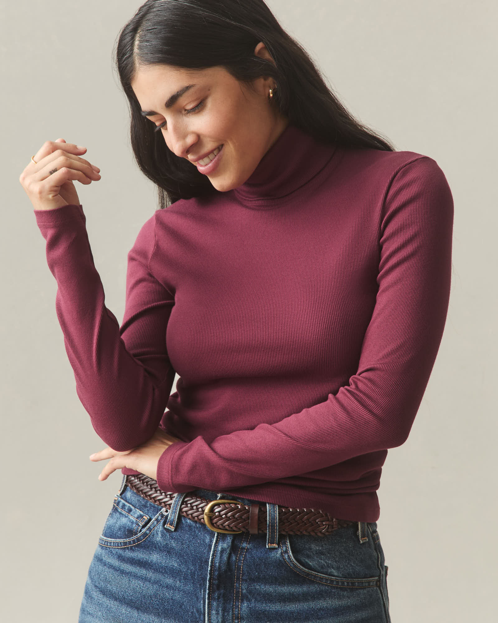 Women's Luxe Rib Turtleneck - Zinfandel - Image 3
