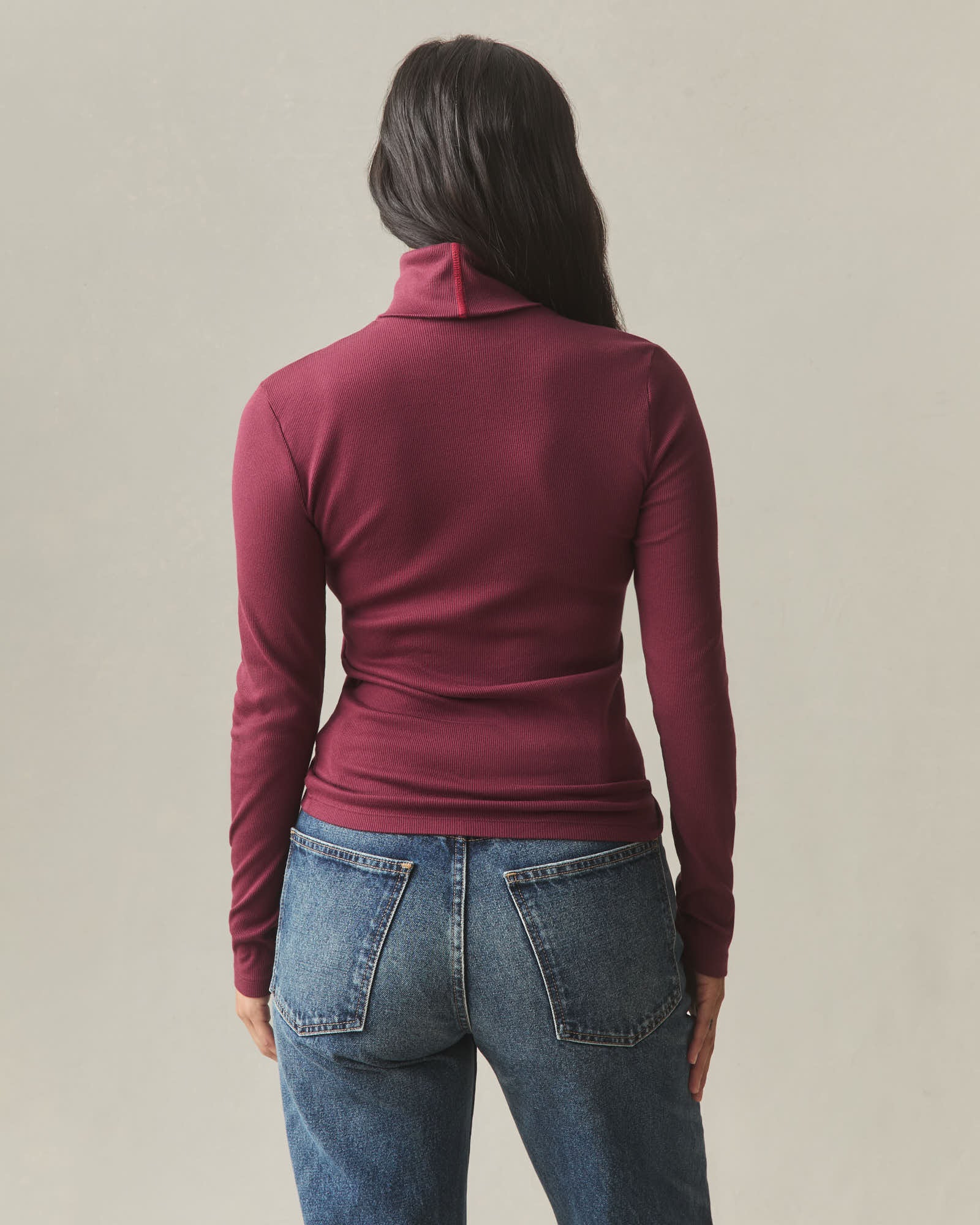 Women's Luxe Rib Turtleneck - Zinfandel - Image 4