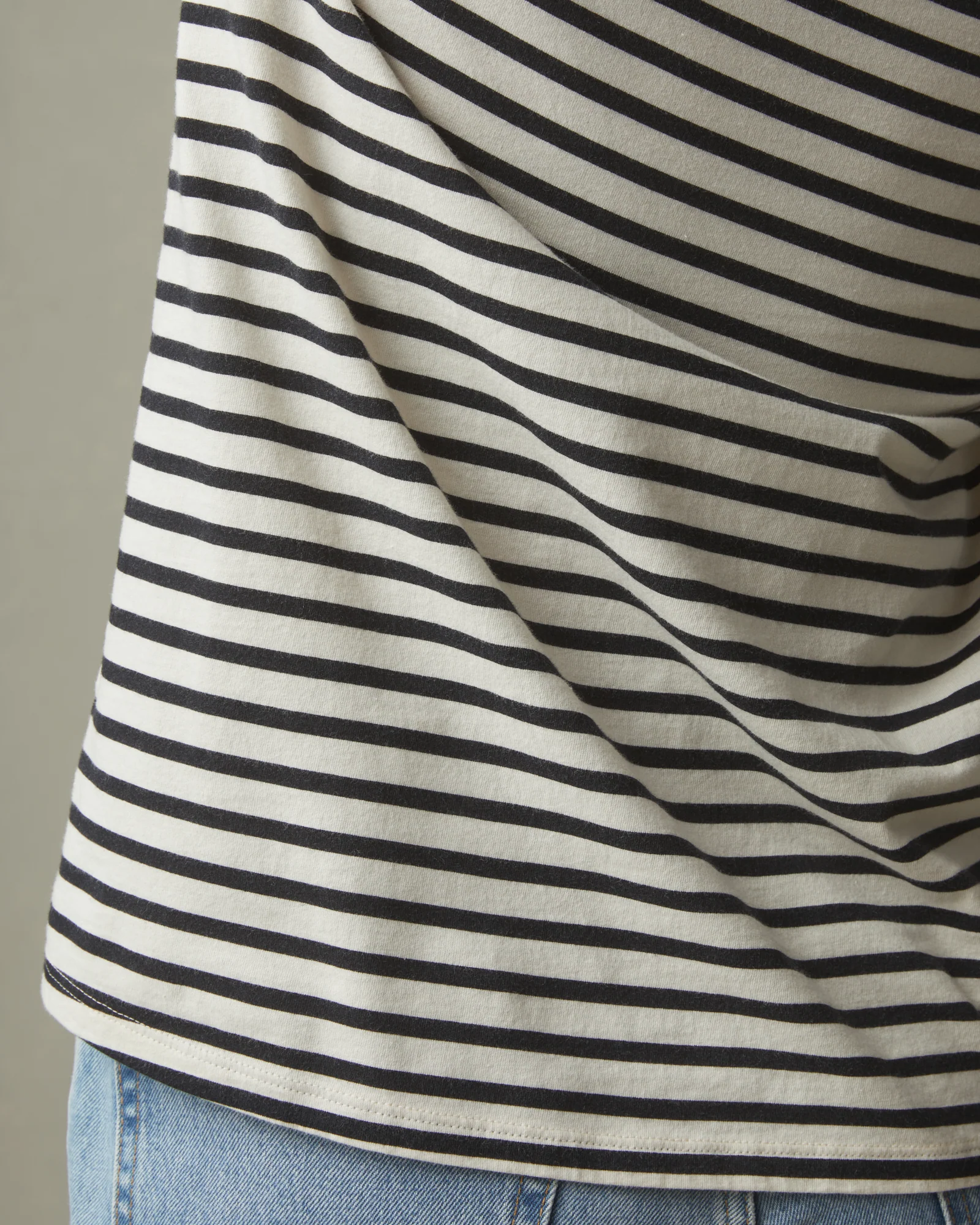 Women's Striped Classic Cotton Crew - Turtledove/Dark Navy - Image 3