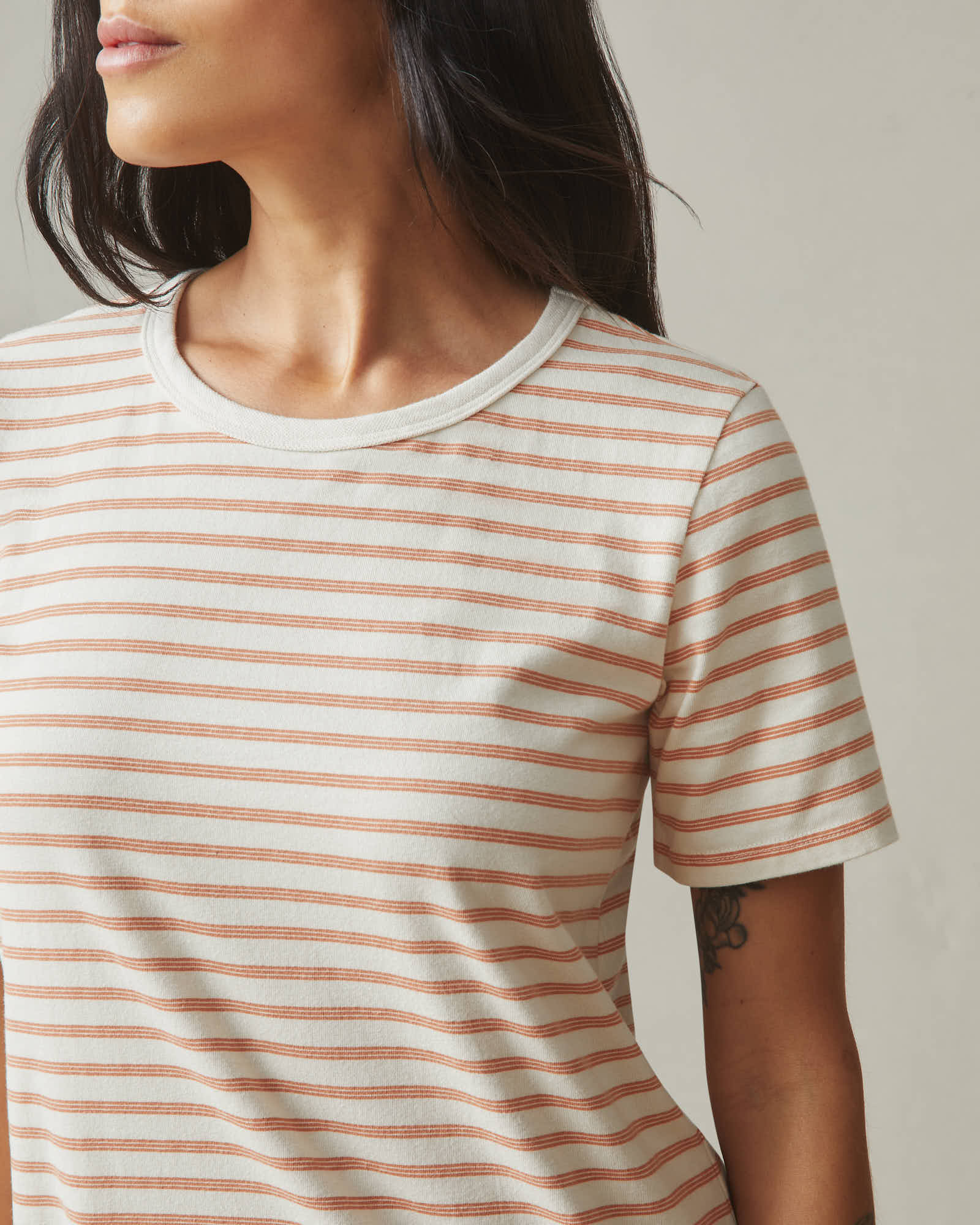 Women's T-Shirt Dress - Striped - Cork Stripe - Image 3