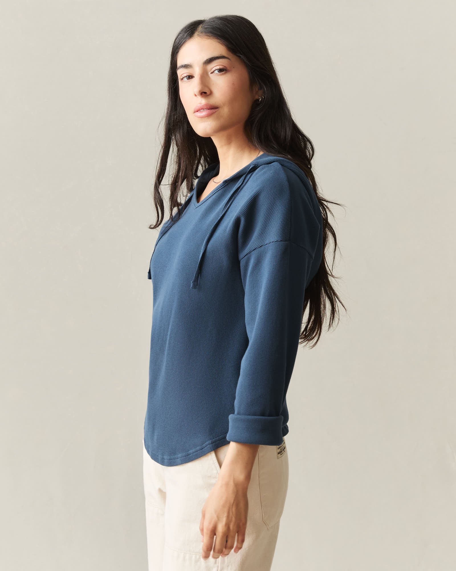 Women's Thermal Hoodie - Dark Denim - Image 3