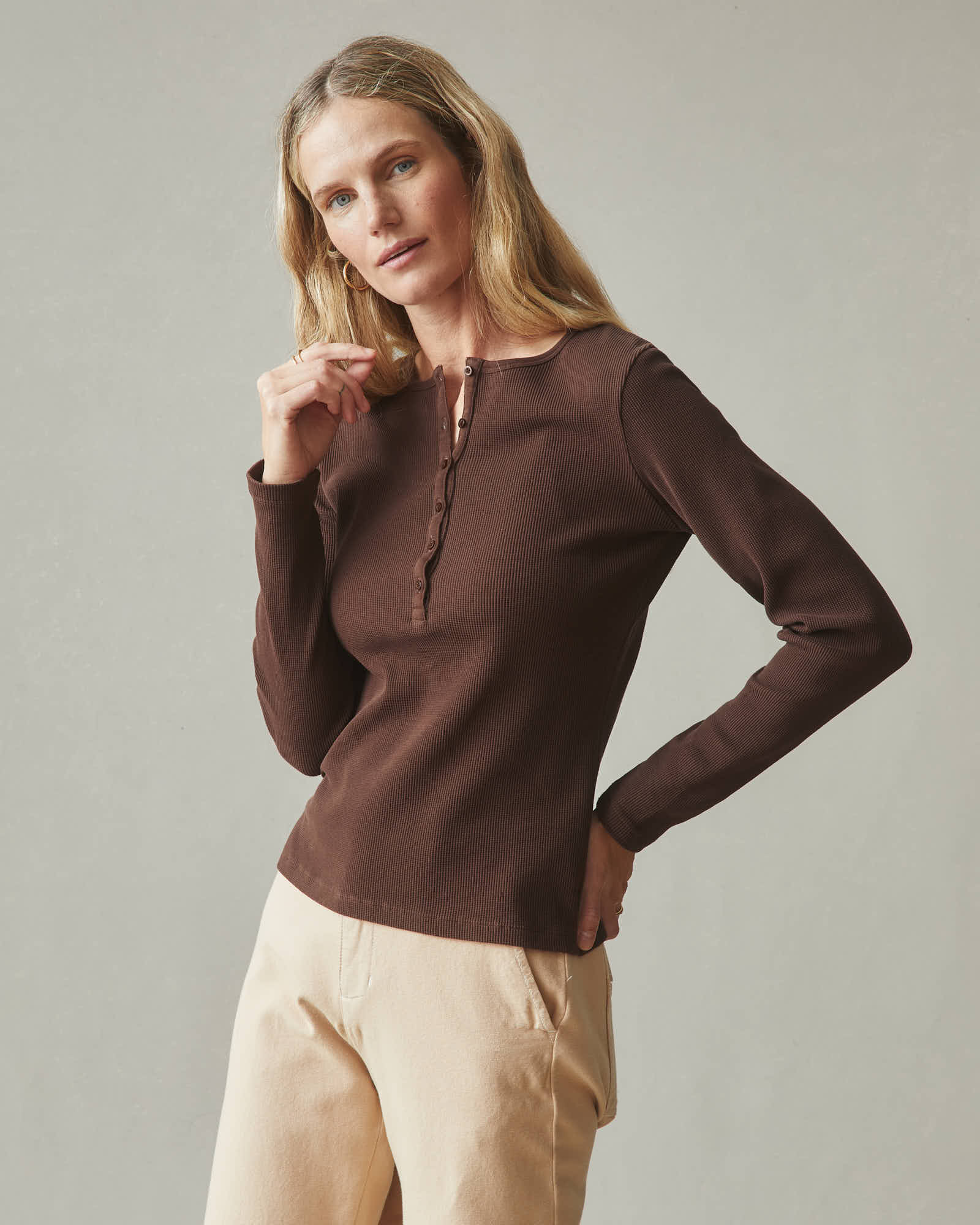 Women's Thermal Henley - Chicory Coffee - Image 5