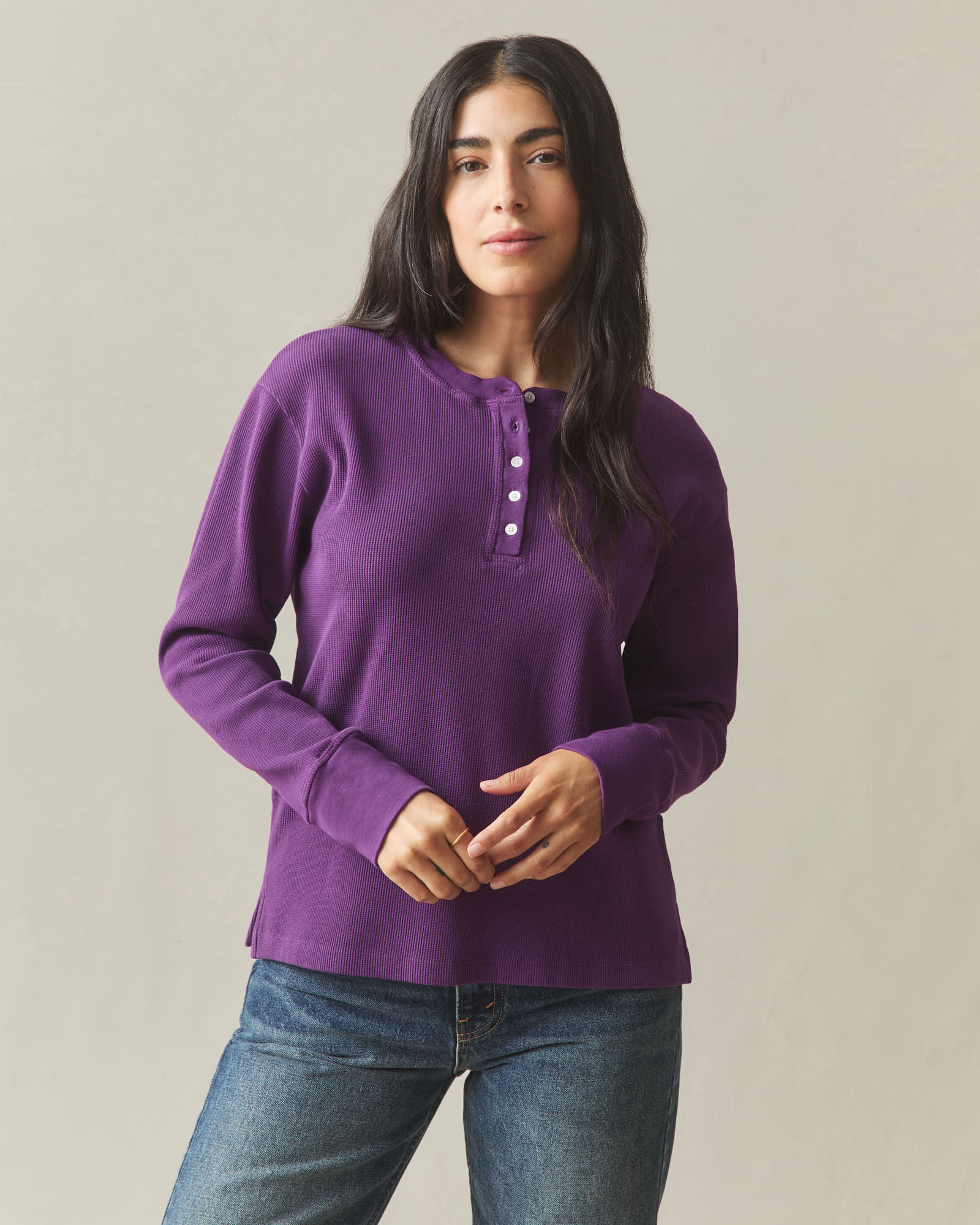 Women's Thermal Henley - Imperial Purple - Image 2