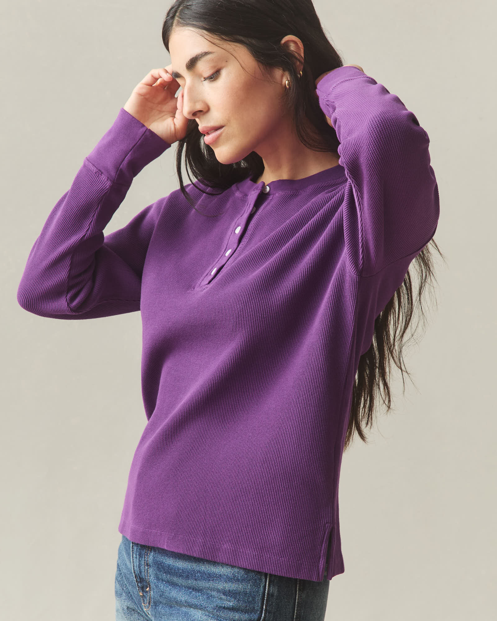 Women's Thermal Henley - Imperial Purple - Image 3