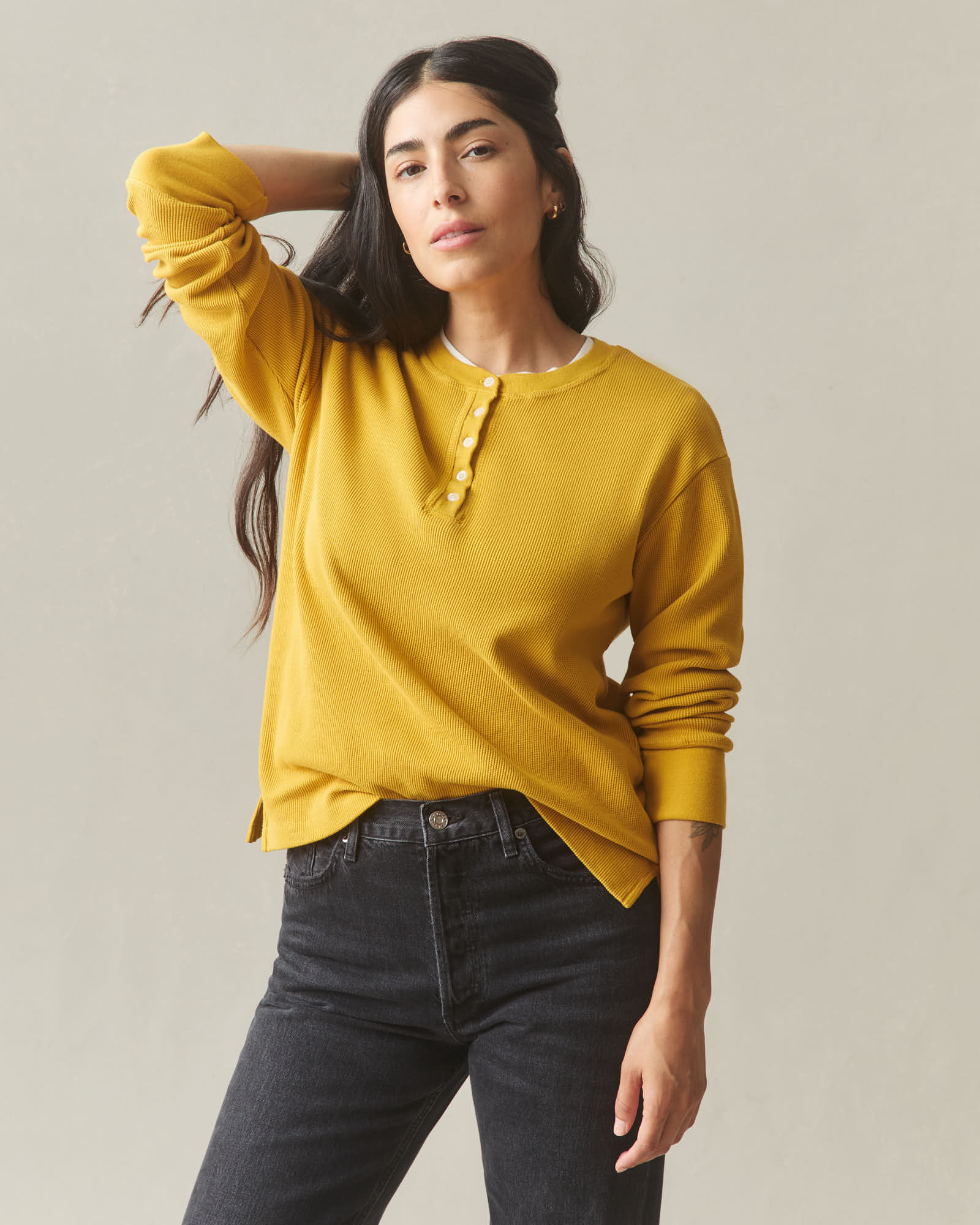 Women's Thermal Henley - Nugget Gold - Image 2