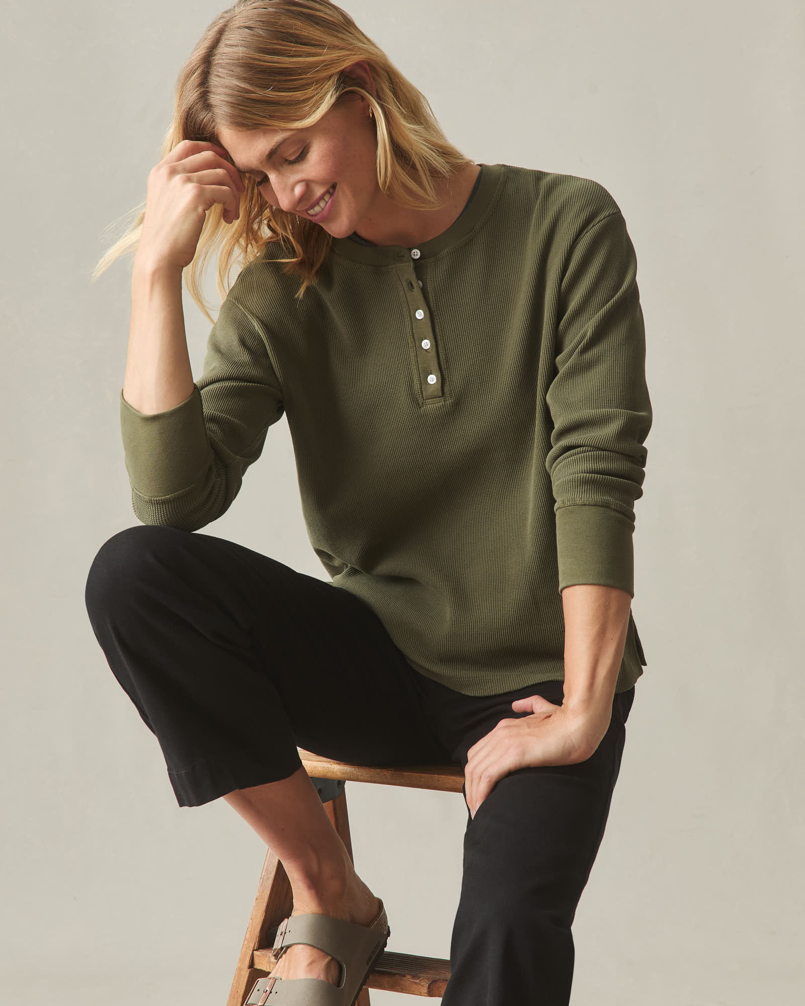 Women's Thermal Henley - Olive - Image 7
