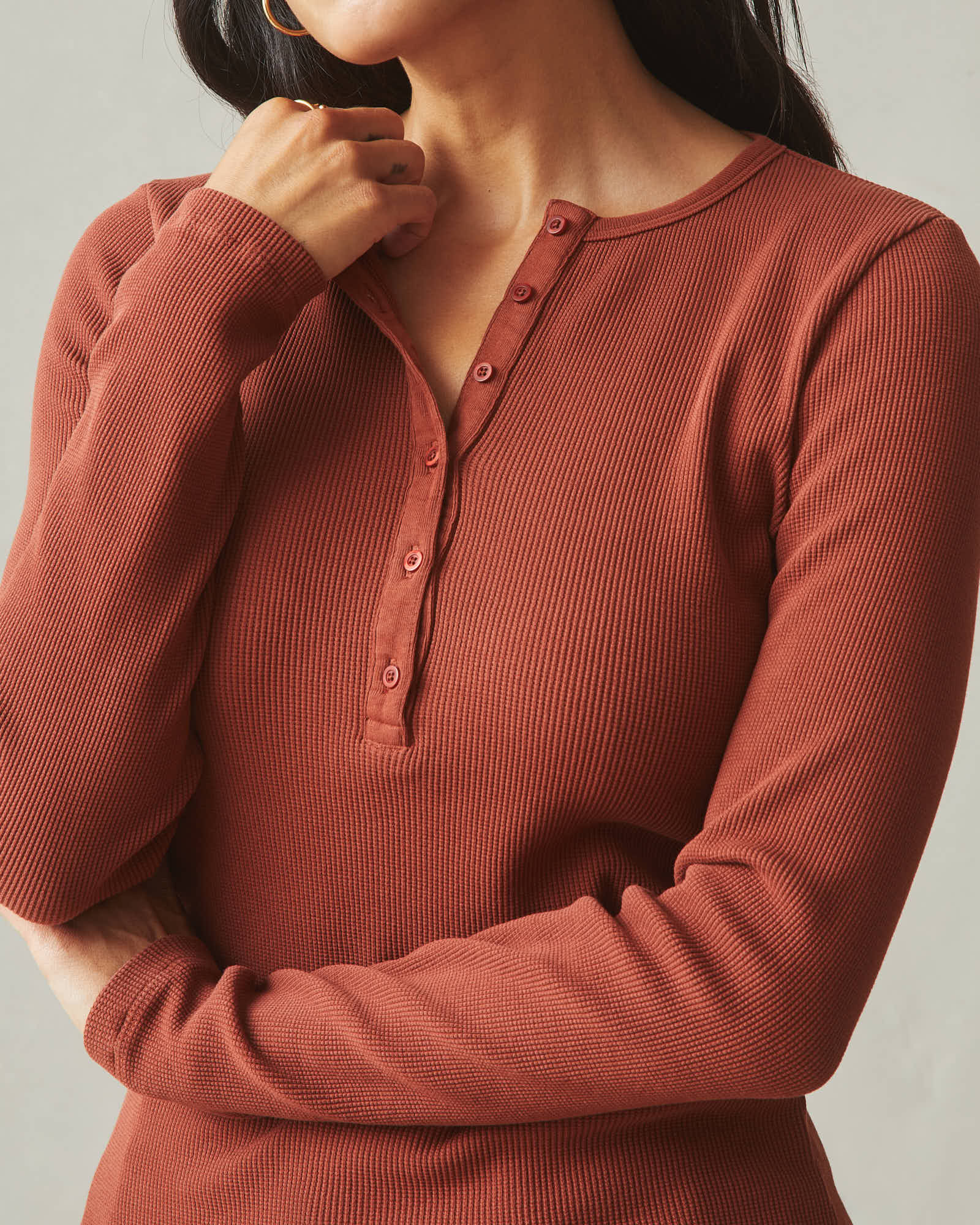 Women's Thermal Henley - Smoked Paprika - Image 2
