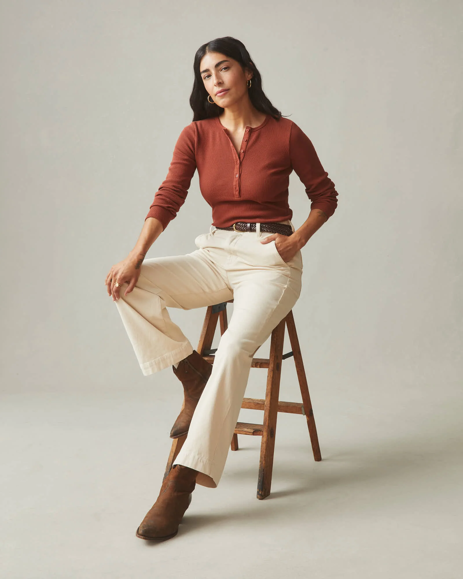 Women's Thermal Henley - Smoked Paprika - Image 5