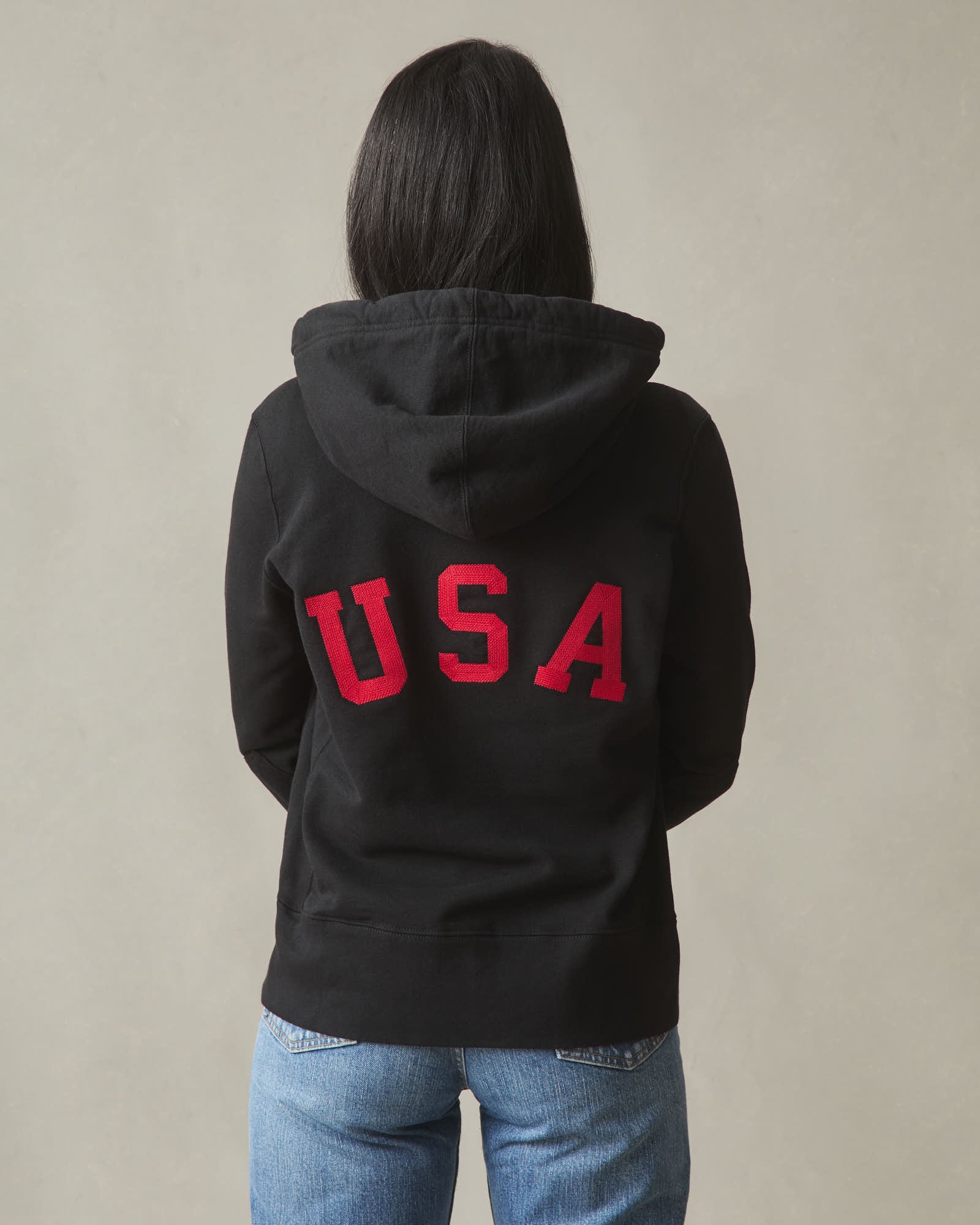 Women's Classic Full Zip USA Embroidery - Black - Image 4