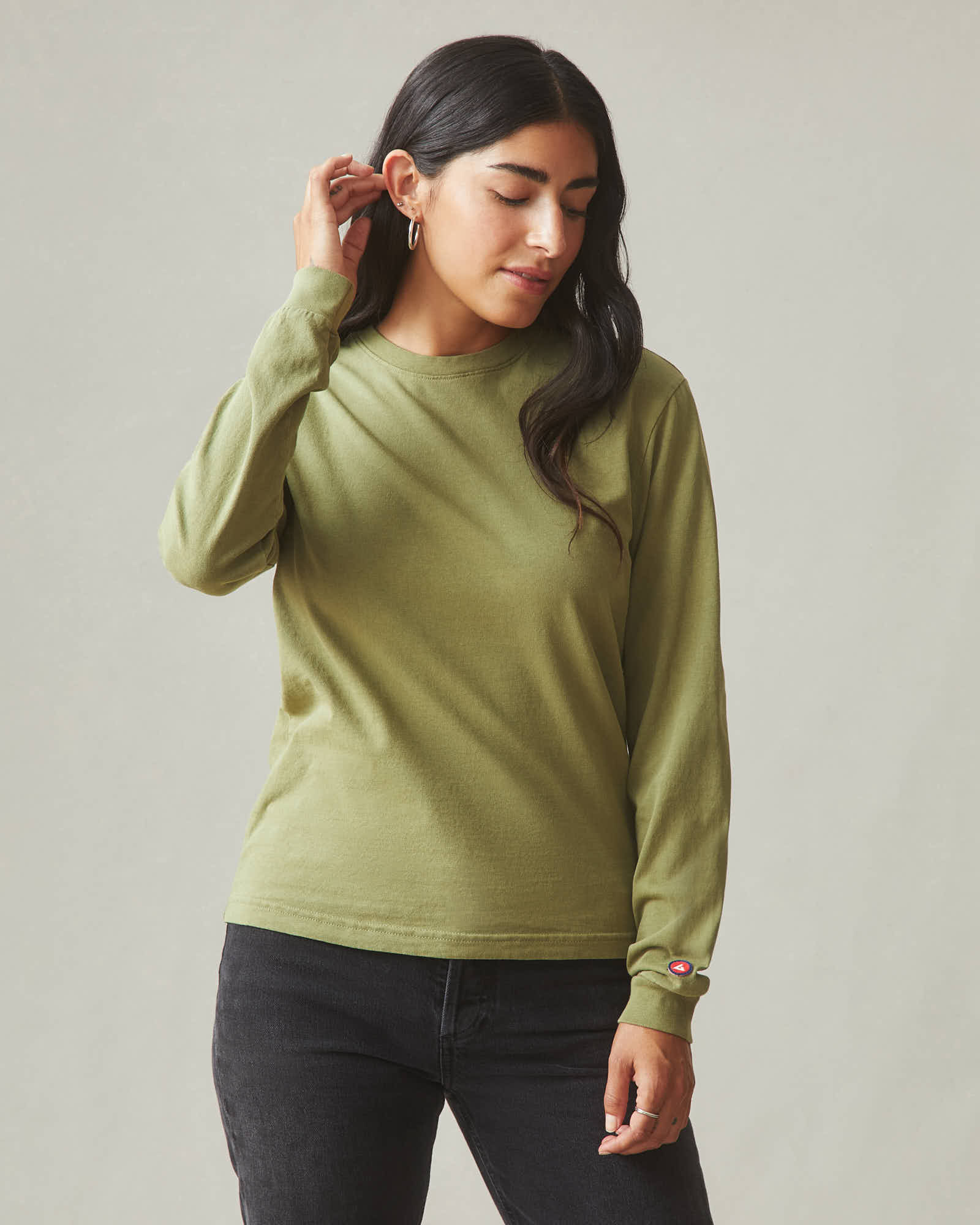 Women's Vintage Crew Long Sleeve Tee - Washed Capulet Olive - Image 2