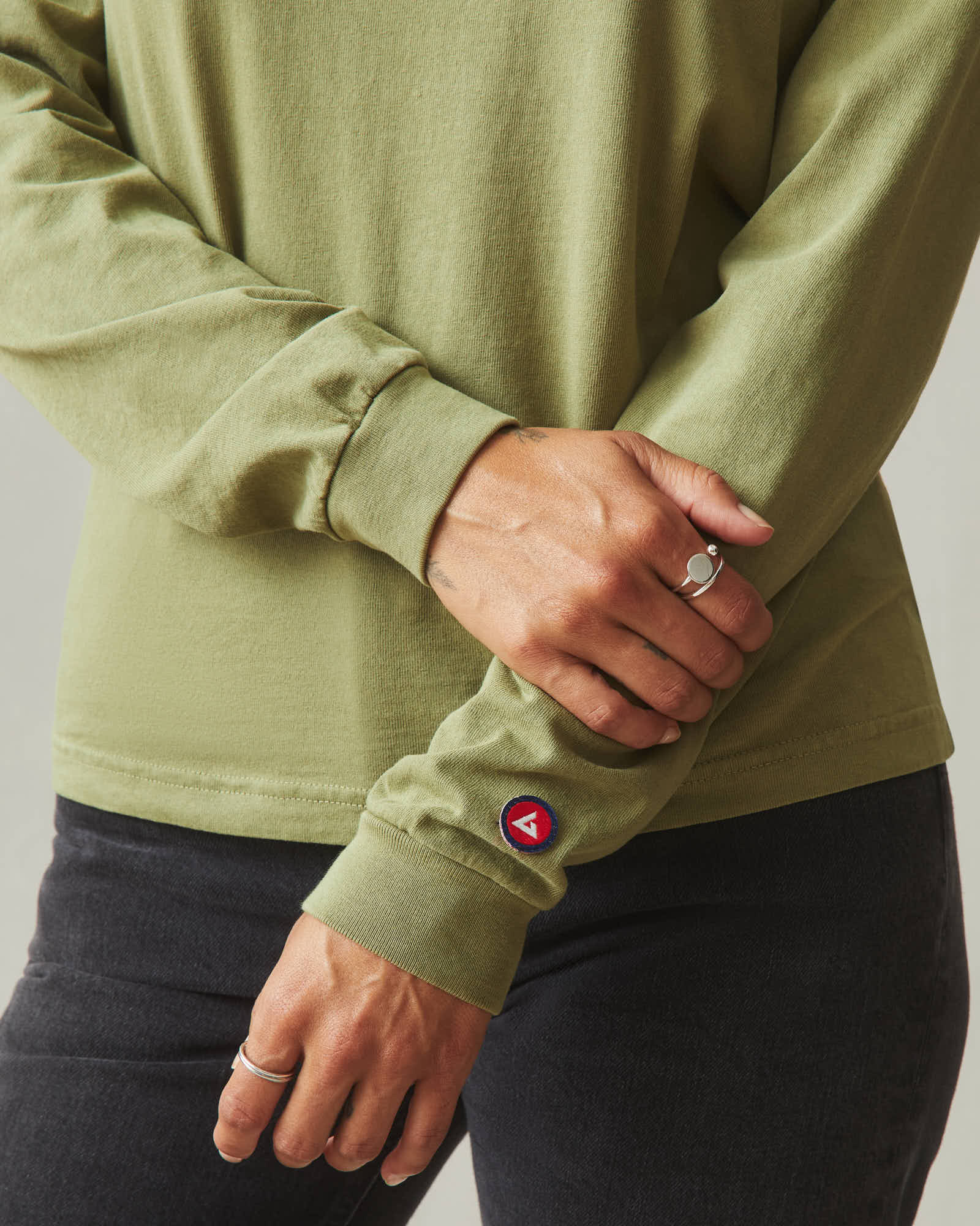 Women's Vintage Crew Long Sleeve Tee - Washed Capulet Olive - Image 3