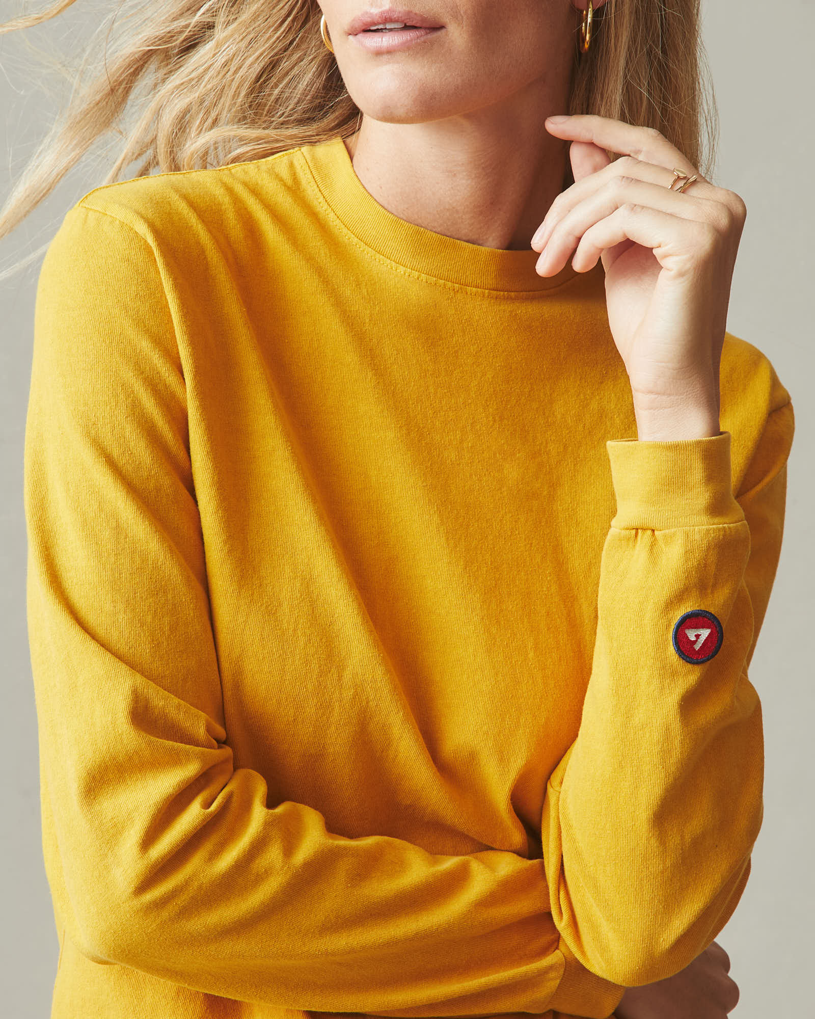 Women's Vintage Crew Long Sleeve Tee - Washed Golden Yellow - Image 3