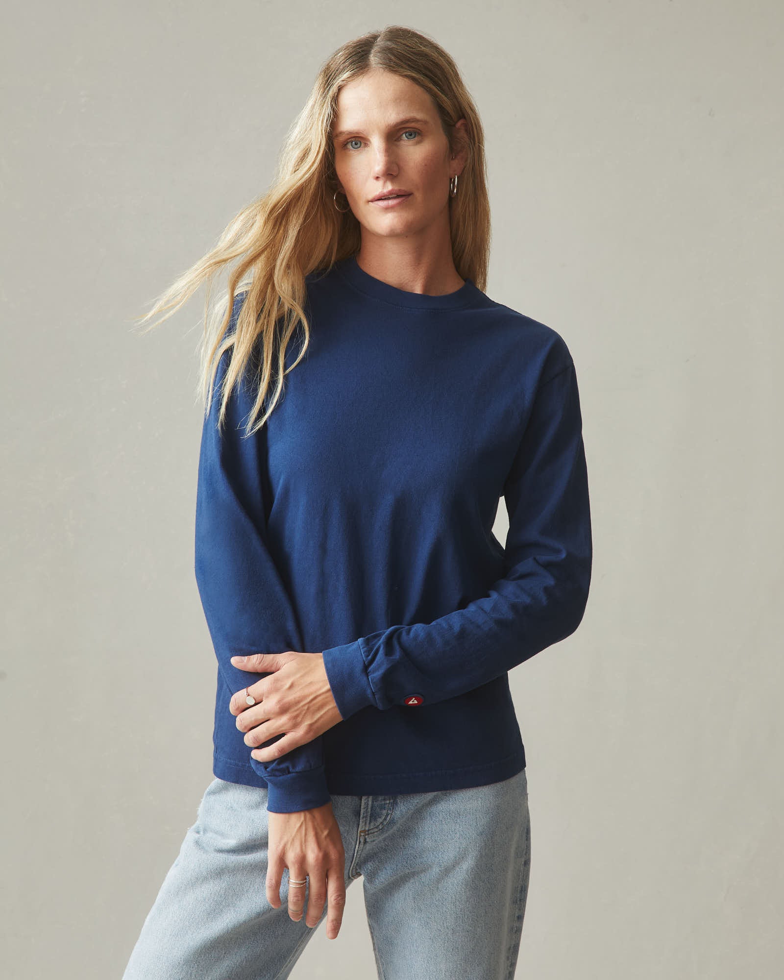 Women's Vintage Crew Long Sleeve Tee - Washed Pageant Blue - Image 2