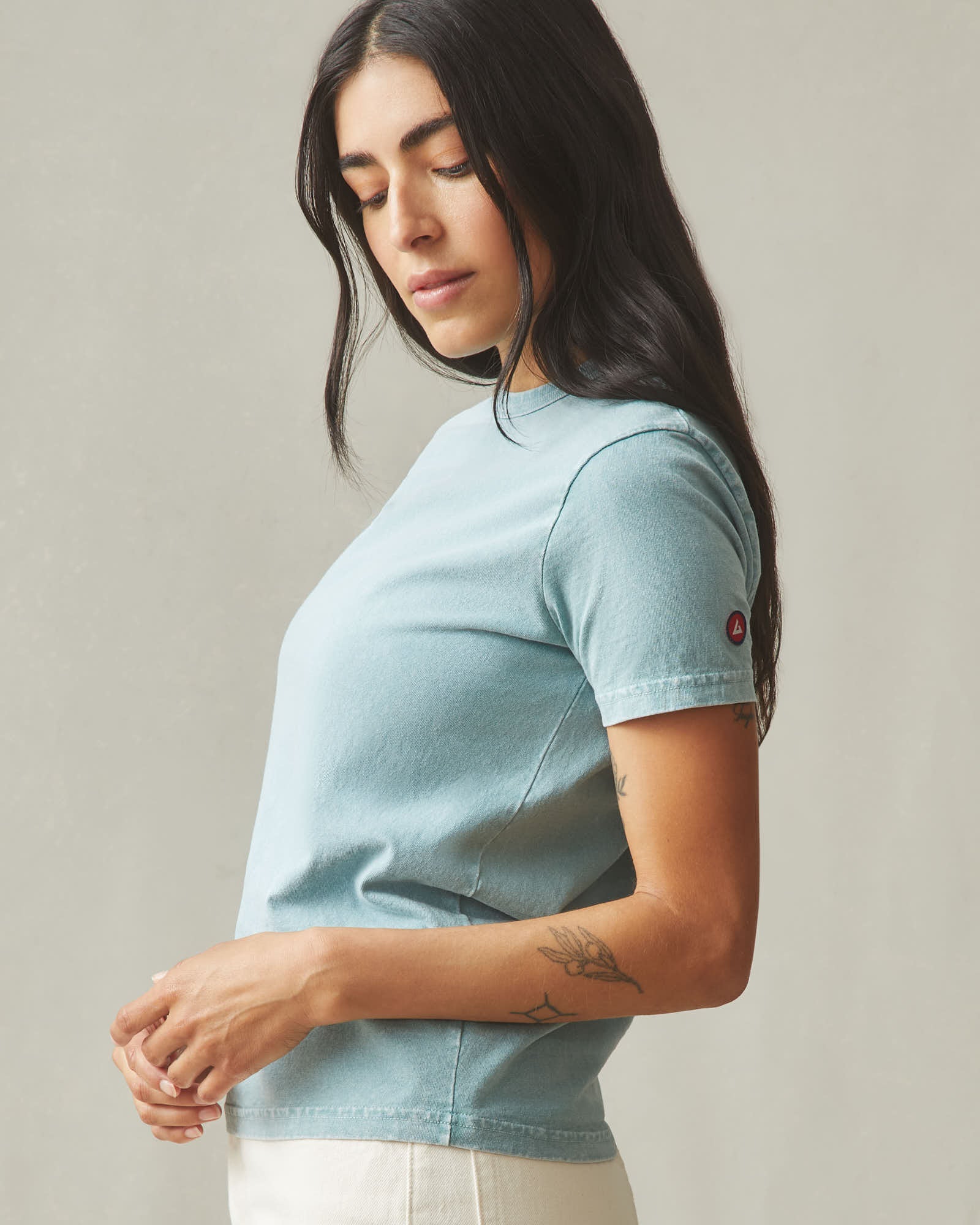 Women's Vintage Crew Tee - Mineral Wash Blue Mineral - Image 3