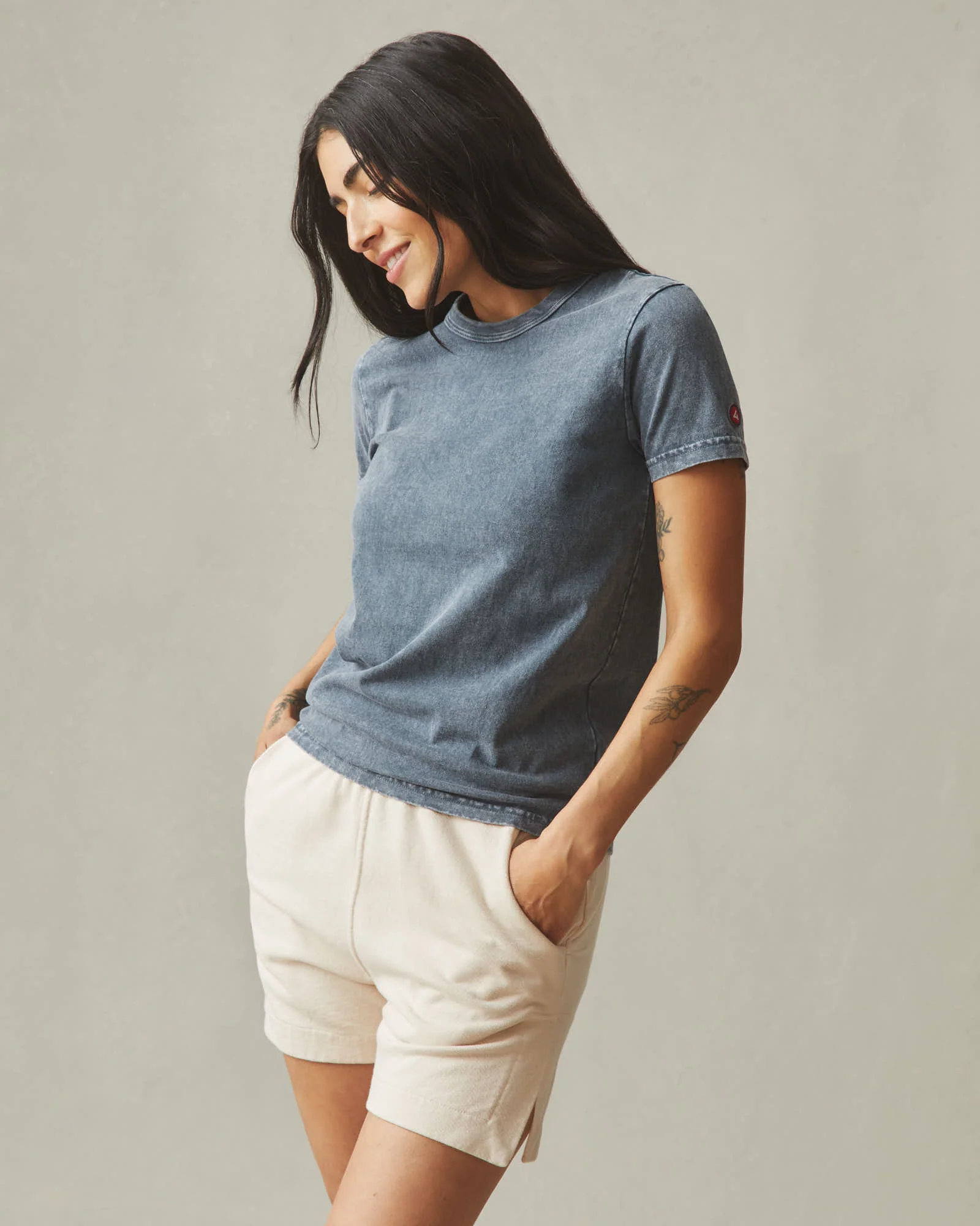 Women's Vintage Crew Tee - Mineral Wash Metropolitan Grey - Image 4
