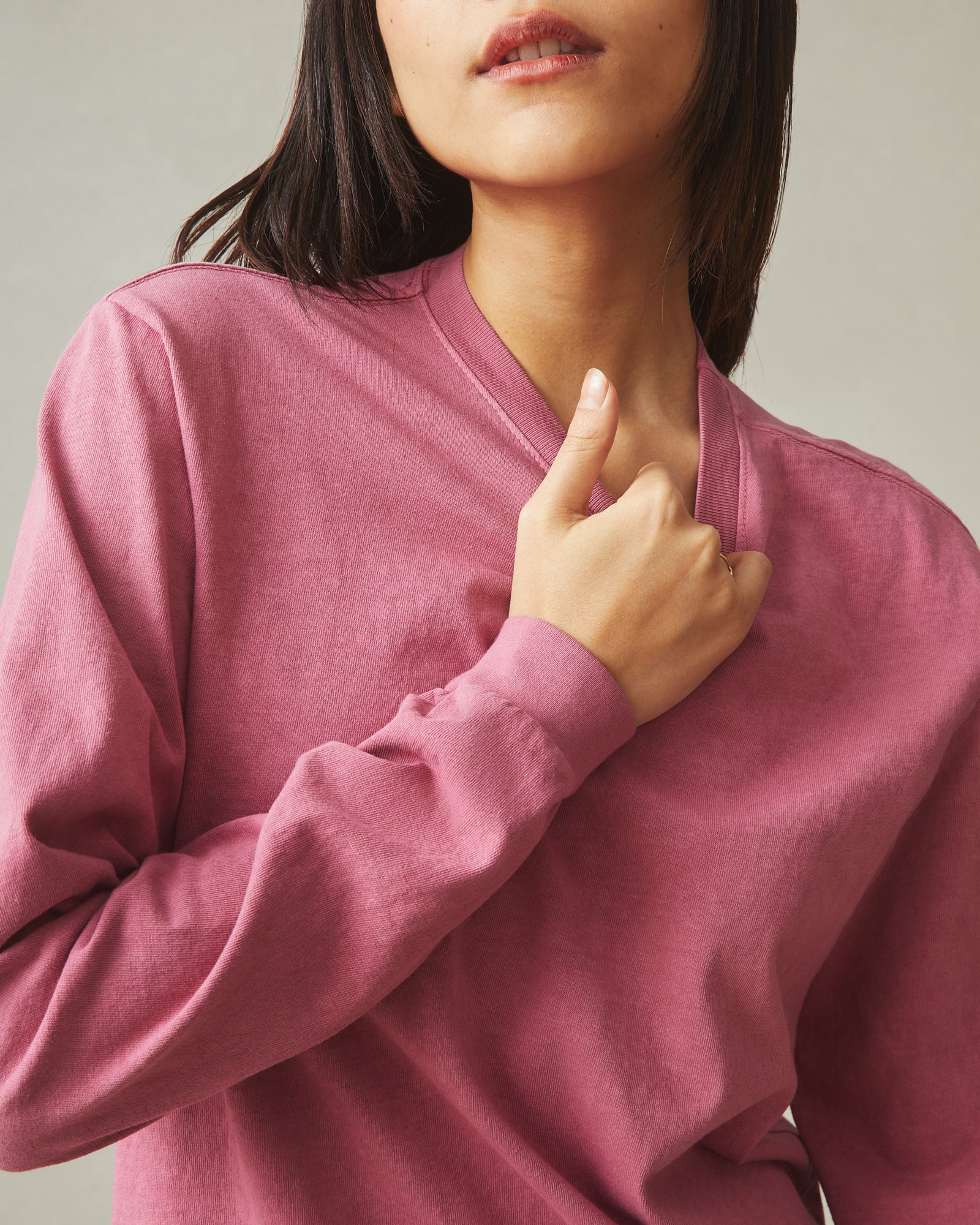 Women's American Vintage Crew Long Sleeve Tee - Dark Blush - Image 3