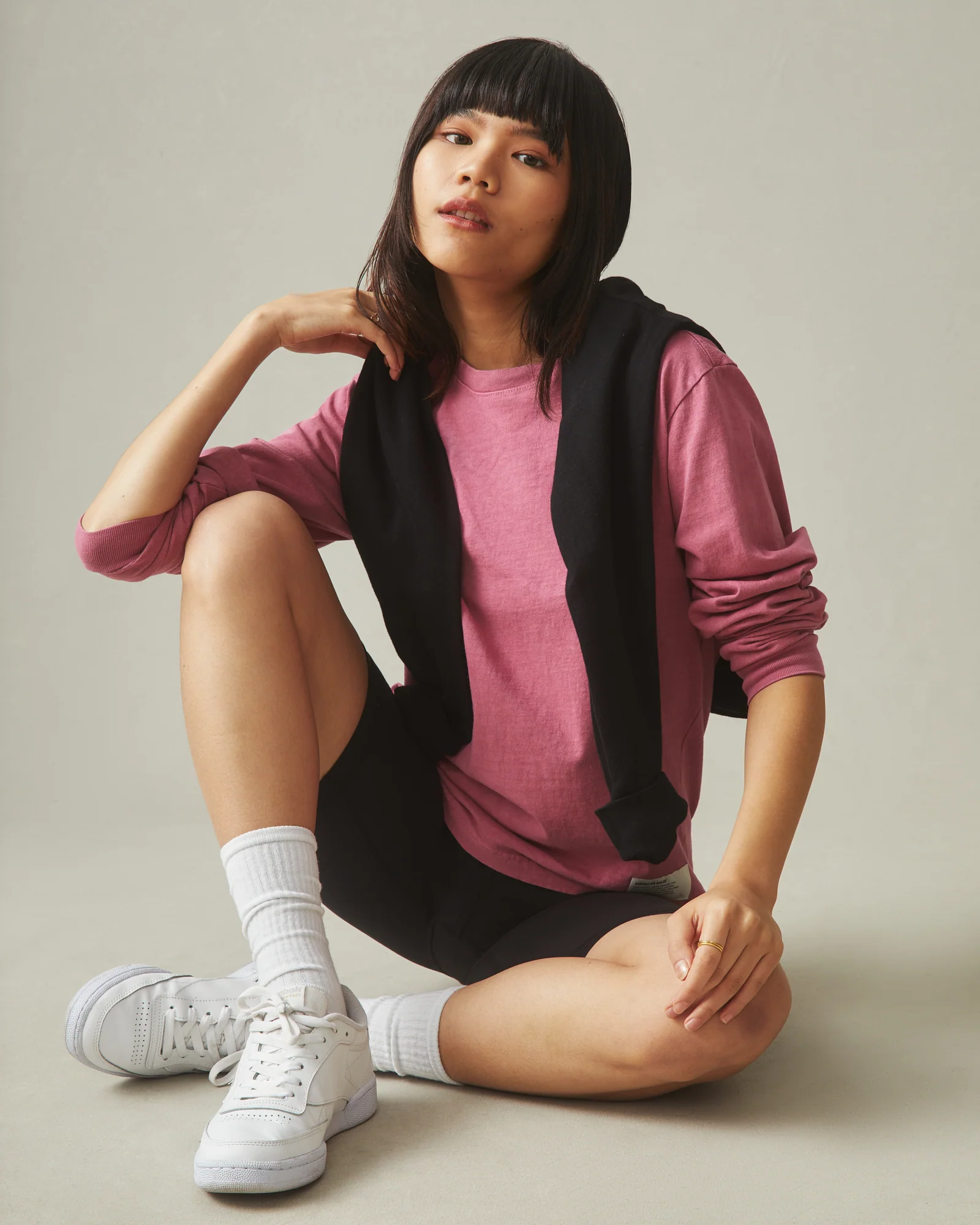 Women's American Vintage Crew Long Sleeve Tee - Dark Blush - Image 4