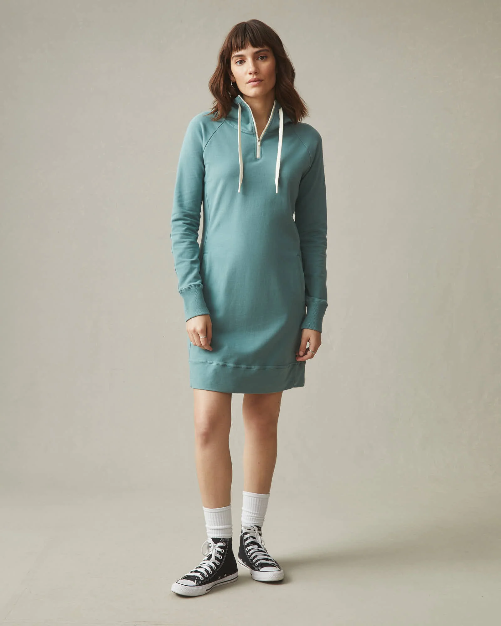 Women's Zipper Hoodie Dress - Azure Sage - Image 2