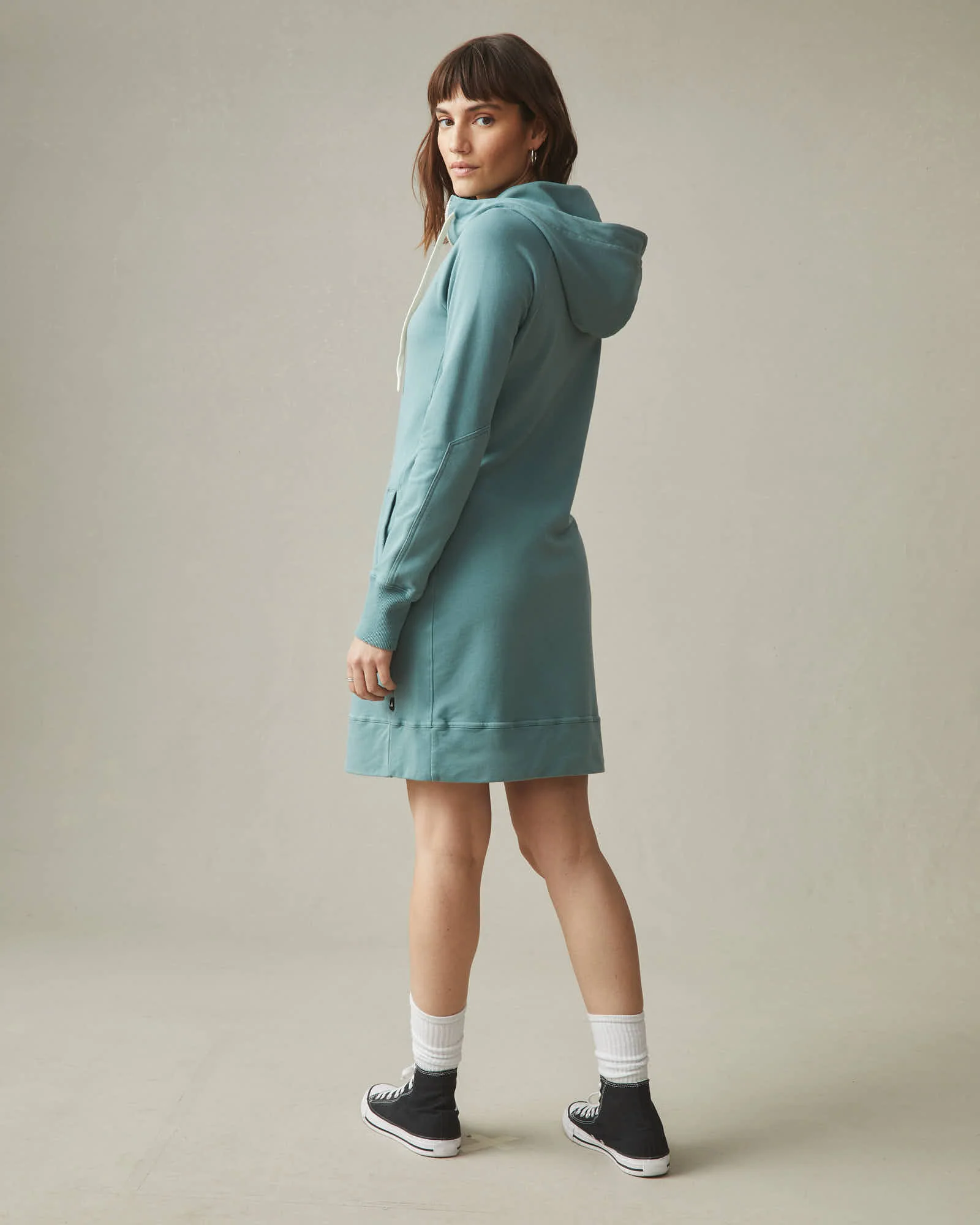 Women's Zipper Hoodie Dress - Azure Sage - Image 4